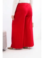Dámske Plus veľkosť široké nohavice so skladaním červená