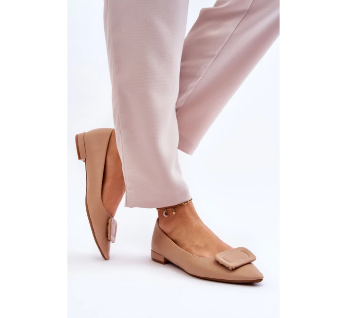 Klasyczne Baleriny Z Ozdobą Beżowe Rivea