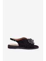 Dámské Sandály Na Plochém Podpatku S Ozdobou model 21691567 Černé - S.Barski