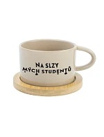NA SLZY MOJICH ŠTUDENTOV – krémový hrnček s makrónkou, 200 ml