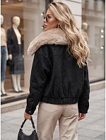Dámska zimná semišová bunda s kožušinou, čierna, FashionStreet TY5695 Dámska zimná semišová bunda s kožušinou, čierna, FashionStreet TY5695