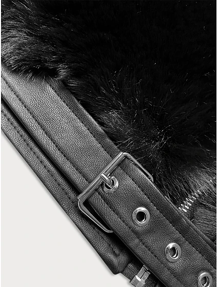 Krátká černá dámská kožešinová bunda model 21247259 - J.STYLE Krátká černá dámská kožešinová bunda model 21247259 - J.STYLE