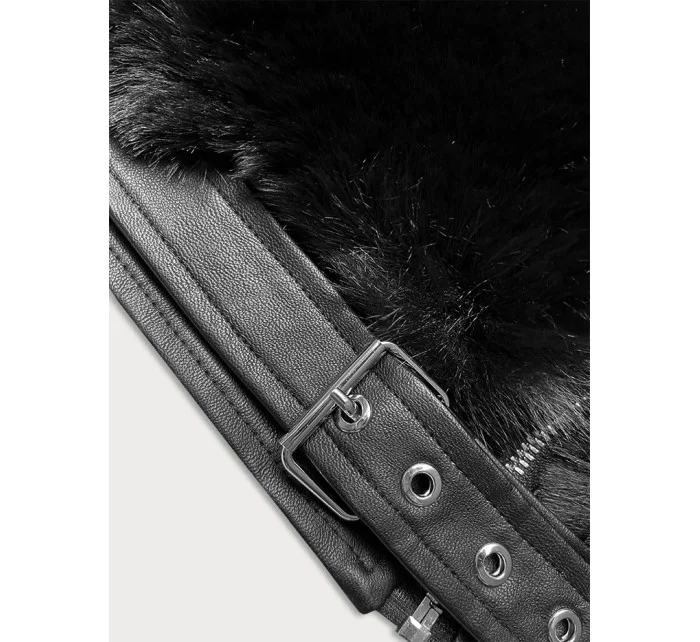 Krátká černá dámská kožešinová bunda model 21247259 - J.STYLE
