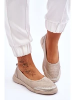 Kožené dámské prolamované baleríny Béžová model 21616489 - EVENTO