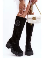 Damskie Zamszowe Kozaki Przed Kolano Czarne Lewski 3367 Damskie Zamszowe Kozaki Przed Kolano Czarne Lewski 3367