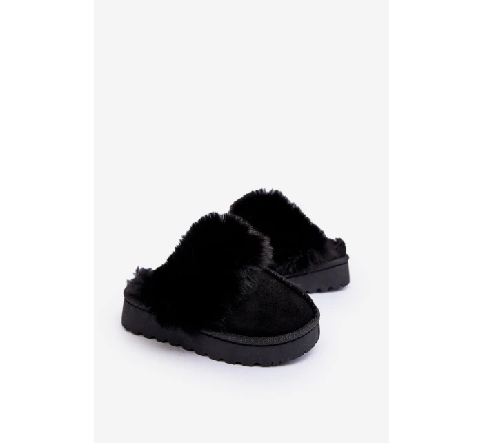 Kapcie Dziecięce Z Futerkiem Czarne Birasta