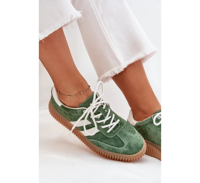 Dámské Velurové Tenisky Na Platformě Zelené model 21703435 - Boto