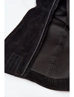 Semišové Kozačky Na Podpatku Se Zipem Černé model 21705064 - Boto