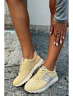 Dámské Sportovní Sneakersy z Semiše Žluté model 22200630 - Boto Dámské Sportovní Sneakersy z Semiše Žluté model 22200630 - Boto