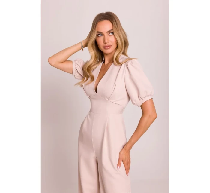 model 20970728 Kombinéza s puff rukávy světle béžová - Moe