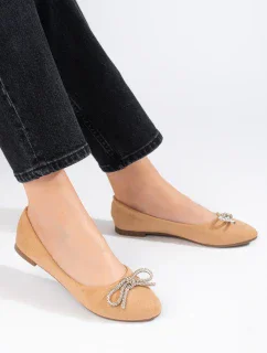 Klasické dámské hnědé  baleríny bez podpatku