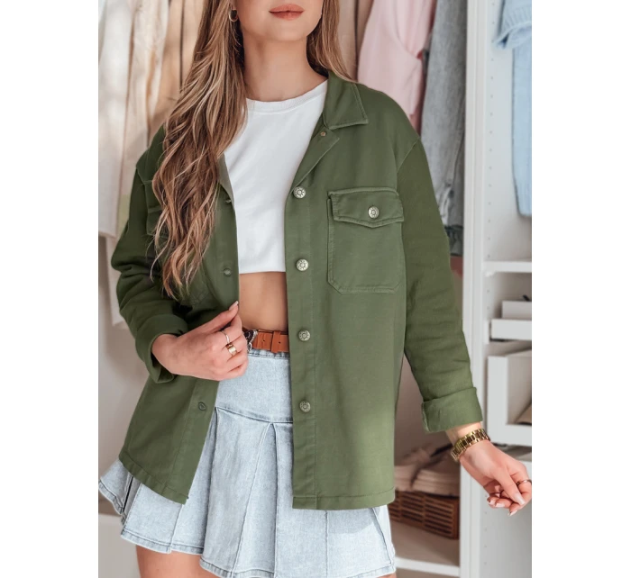 Dámska oversize košeľová bunda OVERBOR khaki FashionStreet TY4889