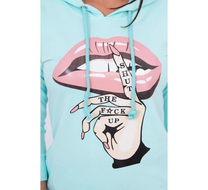 Šaty s delšími zády a barevným potiskem mint