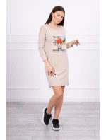 Šaty s potiskem Honey model 18744054 béžové - K-Fashion