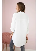 Bavlněná mušelínová košile oversize bílý Bavlněná mušelínová košile oversize bílý