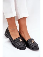 Kožené mokasíny se zlatou ozdobou černé model 21686509 - Laura Messi