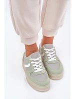 Niskie Sneakersy Damskie Na Platformie Zielone Telmira