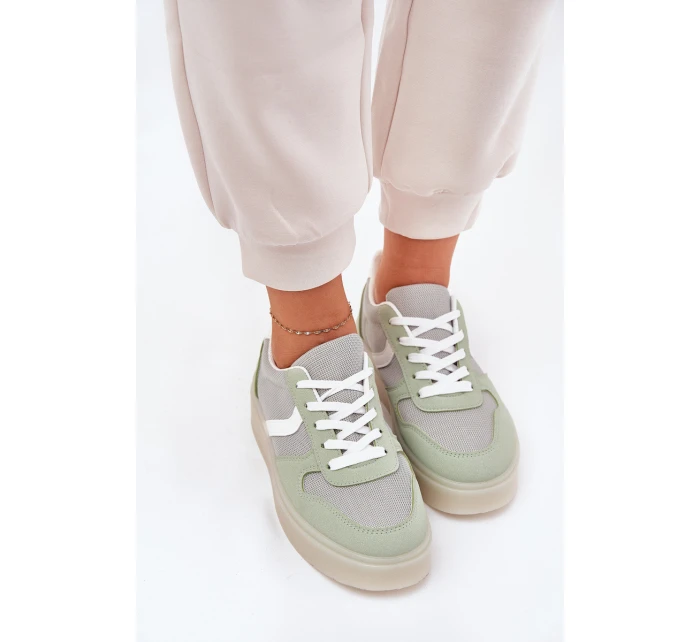 Niskie Sneakersy Damskie Na Platformie Zielone Telmira