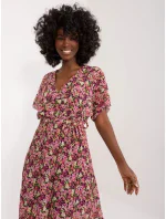 Sukienka DHJ SK model 20105407 czarno różowy - FPrice Sukienka DHJ SK model 20105407 czarno różowy - FPrice