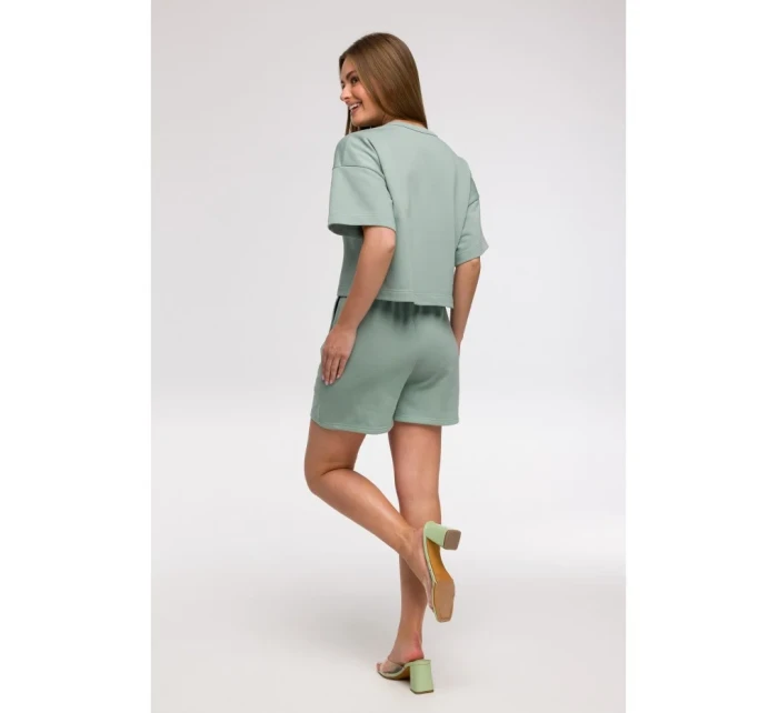 mikina s krátkým rukávem mátová model 21047214 - BeWear