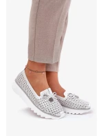 Dámske topánky z prírodnej kože - strieborné