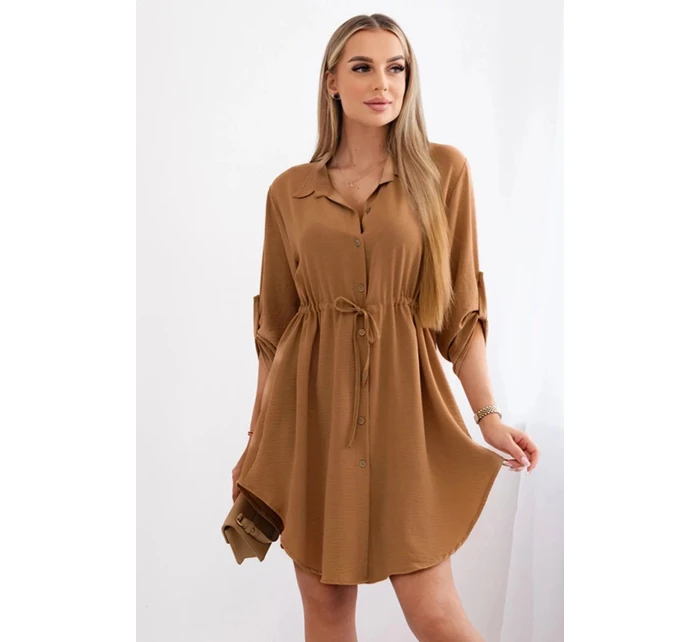 Šaty so zapínaním na gombíky30112 tmavohnedé - Kesi