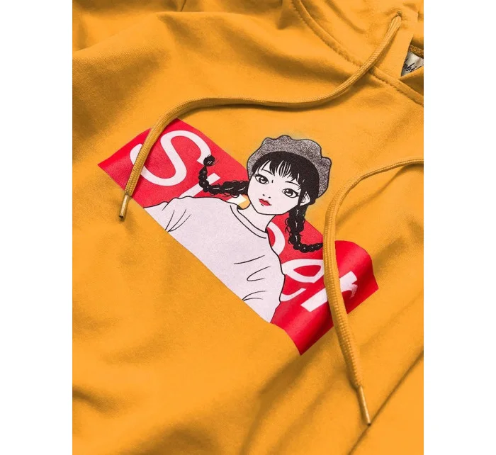 Dámska športová mikina v horčicovej farbe s kapucňou (N4596) Dámska športová mikina v horčicovej farbe s kapucňou (N4596)