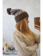 Milano fleecová čiapka K203 ecru melange+mocca Milano fleecová čiapka K203 ecru melange+mocca