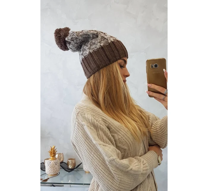 Milano fleecová čiapka K203 ecru melange+mocca Milano fleecová čiapka K203 ecru melange+mocca