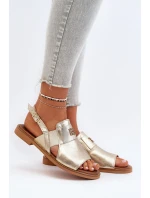 model 21650265 Dámské Kožené Sandály Zlaté - Zazoo