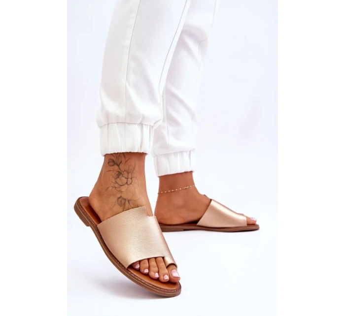 Dámske kožené žabky zlaté Amite Dámske kožené žabky zlaté Amite