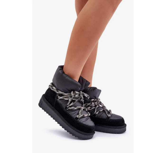 Dámske semišové snežnice s hrubým šnurovaním D.Franklin DFSH375003 Black Dámske semišové snežnice s hrubým šnurovaním D.Franklin DFSH375003 Black