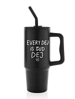 EVERY DEJ IS GUD DEJ - čierny cestovný termohrnček 900 ml