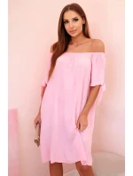 Dámske viskózové šaty 81785 candy pink - Kesi
