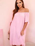 Dámske viskózové šaty 81785 candy pink - Kesi