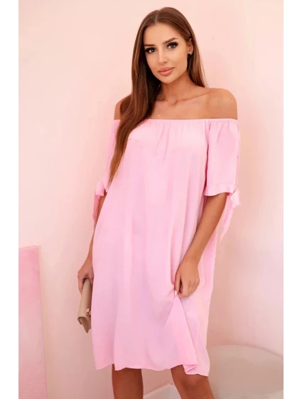 Dámske viskózové šaty 81785 candy pink - Kesi