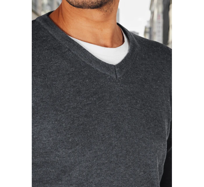 Svetlo šedý pánsky sveter s golierom FashionStreet WX2316