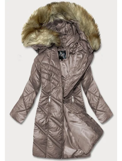 Dámska prešívaná bunda vo farbe cappuccino (H-97-2)