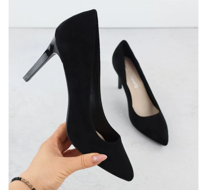 Čierne semišové lodičky na ihlovom podpätku Sergio Leone 1339