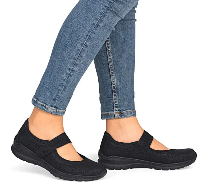 Dámské černé polobotky na suchý zip model 21910617 - Rieker