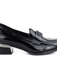 Dámské lakované polobotky s ozdobným podpatkem černé model 22015127 - VINCEZA