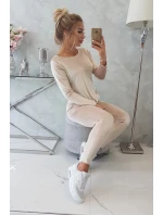 Velúrová súprava so zadným popruhom béžová Velúrová súprava so zadným popruhom béžová