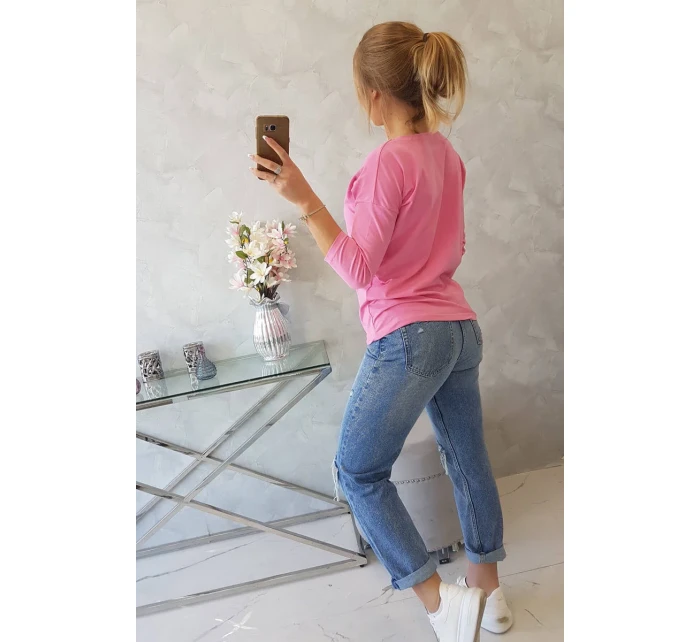 Blúzka s výstrihom do V svetlo ružová