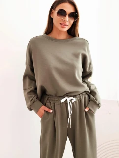 Dámsky maslový set s voľnou mikinou a nohavicami LOVE khaki