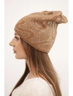 Dámska zimná vlnená čiapka s dvojitým okrajom K426 oranžová