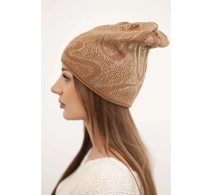 Dámska zimná vlnená čiapka s dvojitým okrajom K426 oranžová