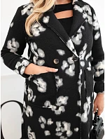 Elegantní dámský plášť Plus Size s model 22363422 leopardí černý - K-Fashion