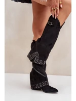 Kozačky S Svrškem Na Podpatku Černé model 21681450 - Boto