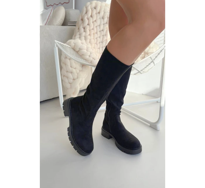 Dámské kozačky z eko semiše černé Oceana Dámské kozačky z eko semiše černé Oceana