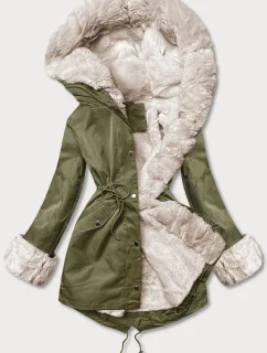 Bunda parka v army barvě s odepínací kožešinovou podšívkou model 21244505 - J.STYLE